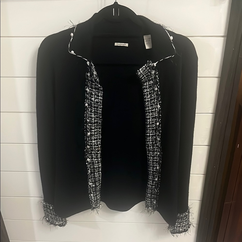 Women's Black Tweed Trim Jacket